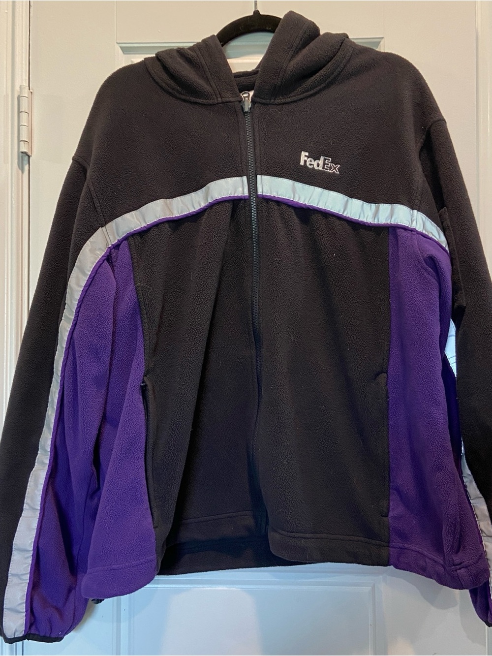 FedEx Black & Purple Zip-Up Hooded Fleece Jacket